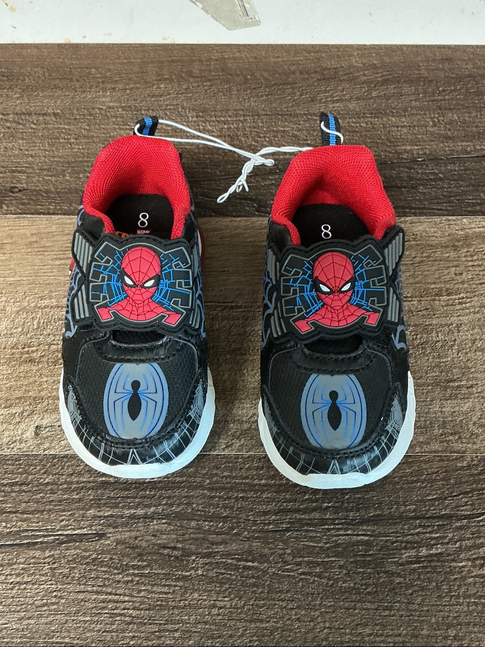 NWOT Spiderman Kids Black, Red & Blue Light-Up Sneakers